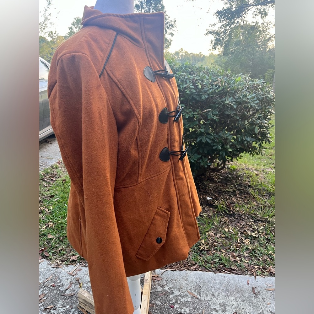 Rampage Women's Cognac Toggle Pea Coat Size Large - Picture 4 of 7